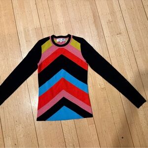 DVF Chevron Long Sleeve Top
